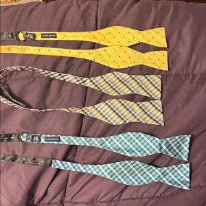 2 Saddlebred Men's Bow Tie Set - Yellow, Blue, Green Plaid 1- IZOD yellow /Blue